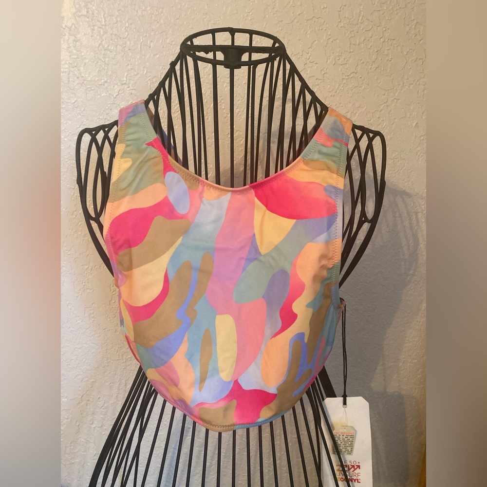 Billabong colorful full coverage bikini with high waisted boy shorts